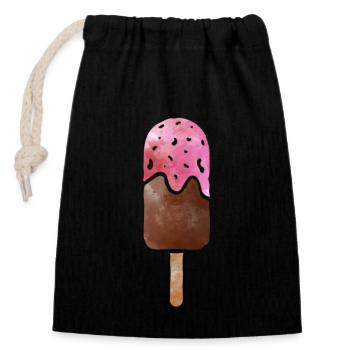 crème glacée - Sac cadeau en coton avec cordon (14 x 20 cm) - noir - Devant