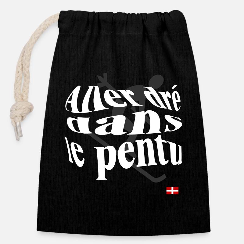 Illustration d’un Sempervivum Stylisé - Sac cadeau en coton avec cordon (14 x 20 cm) - noir