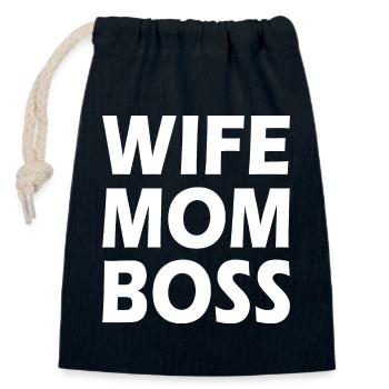 Wife mom boss - Verschließbarer Geschenkbeutel aus Baumwolle (14x20cm) - Navy - Vorne