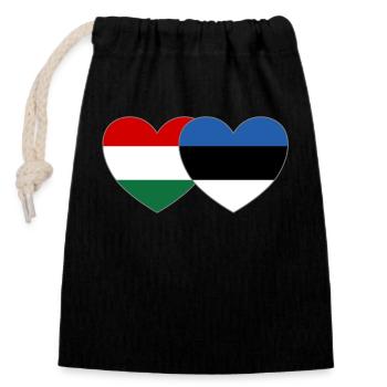 Hungary Estonia Flag Heart - Closable cotton gift bag (14x20cm) - black - Front