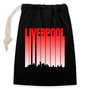 Liverpool Skyline Farbverlauf - Verschließbarer Geschenkbeutel aus Baumwolle (14x20cm) - Schwarz - Vorne