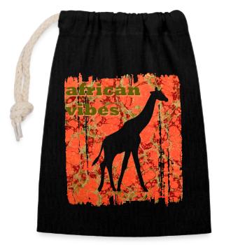 giraffe e 213 - Closable cotton gift bag (14x20cm) - black - Front