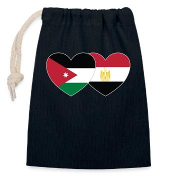 Jordanien Ägypten Flagge Herz - Verschließbarer Geschenkbeutel aus Baumwolle (14x20cm) - Navy - Vorne