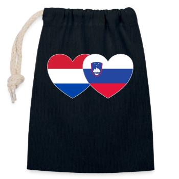 Holland Slowenien Flagge Herz - Verschließbarer Geschenkbeutel aus Baumwolle (14x20cm) - Navy - Vorne