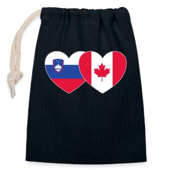 Slovenia Canada Flag Heart - Closable cotton gift bag (14x20cm) - navy - Front