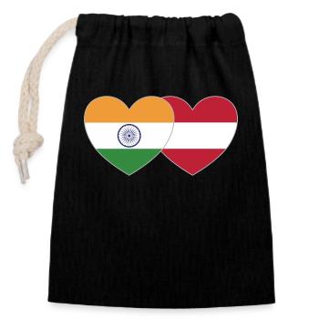 India Austria Flag Heart - Closable cotton gift bag (14x20cm) - black - Front