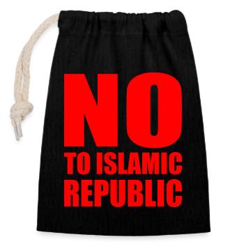 no to islamic republic - Verschließbarer Geschenkbeutel aus Baumwolle (14x20cm) - Schwarz - Vorne
