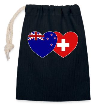 Cœur de drapeau suisse de Nouvelle-Zélande - Sac cadeau en coton avec cordon (14 x 20 cm) - bleu marine - Devant