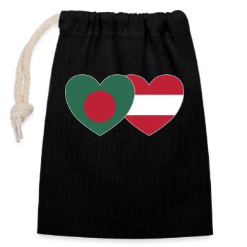Bangladesch Österreich Flagge Herz - Verschließbarer Geschenkbeutel aus Baumwolle (14x20cm) - Schwarz - Vorne