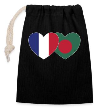 Frankreich Bangladesch Flagge Herz - Verschließbarer Geschenkbeutel aus Baumwolle (14x20cm) - Schwarz - Vorne