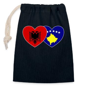 Albania Kosovo Flag Heart - Closable cotton gift bag (14x20cm) - navy - Front