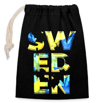 Suède Suède Europe Scandinavie Stockholm 3kro - Sac cadeau en coton avec cordon (14 x 20 cm) - noir - Devant