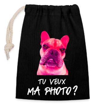 tu veux ma photo cadeau - Sac cadeau en coton avec cordon (14 x 20 cm) - noir - Devant