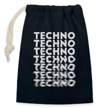 Musique techno art design pour raver, festival EDM - Sac cadeau en coton avec cordon (14 x 20 cm) - bleu marine - Devant