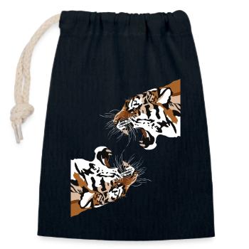 Raubkatze Königstiger Wildkatze Sibirischer Tiger - Verschließbarer Geschenkbeutel aus Baumwolle (14x20cm) - Navy - Vorne