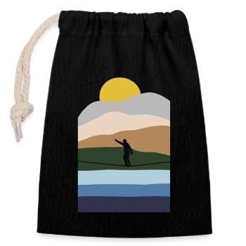 Balancieren Indoor Slackers Slackerliner Slackline - Verschließbarer Geschenkbeutel aus Baumwolle (14x20cm) - Schwarz - Vorne