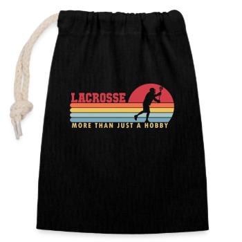 Lacrosse more than a Hobby Intercrosse Lax - Verschließbarer Geschenkbeutel aus Baumwolle (14x20cm) - Schwarz - Vorne