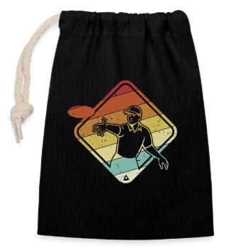 Retro Basket Disc Golfer Frisbee Golf - Sac cadeau en coton avec cordon (14 x 20 cm) - noir - Devant