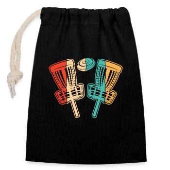 Retro Basket Disc Golfer Frisbee Golf - Sac cadeau en coton avec cordon (14 x 20 cm) - noir - Devant