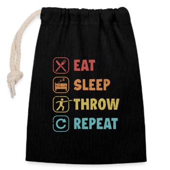 Manger Sleep Throw Repeat Frisbee Golf Basket Disc - Sac cadeau en coton avec cordon (14 x 20 cm) - noir - Devant