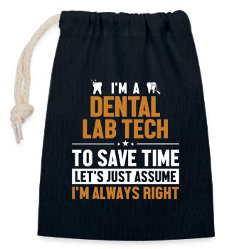 Technologie de laboratoire dentaire Supposons que j’ai raison - Sac cadeau en coton avec cordon (14 x 20 cm) - bleu marine - Devant