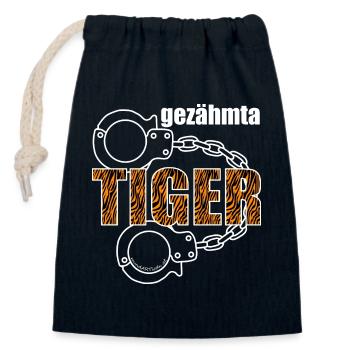 gezähmta Tiger - gezähmter Tiger, Dialekt - Verschließbarer Geschenkbeutel aus Baumwolle (14x20cm) - Navy - Vorne