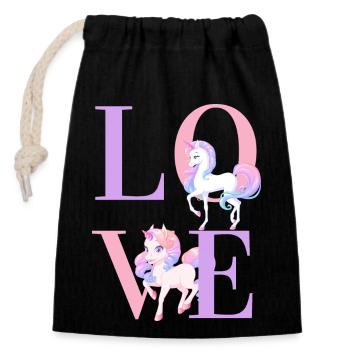 Juste les filles qui aiment les chevaux - Sac cadeau en coton avec cordon (14 x 20 cm) - noir - Devant