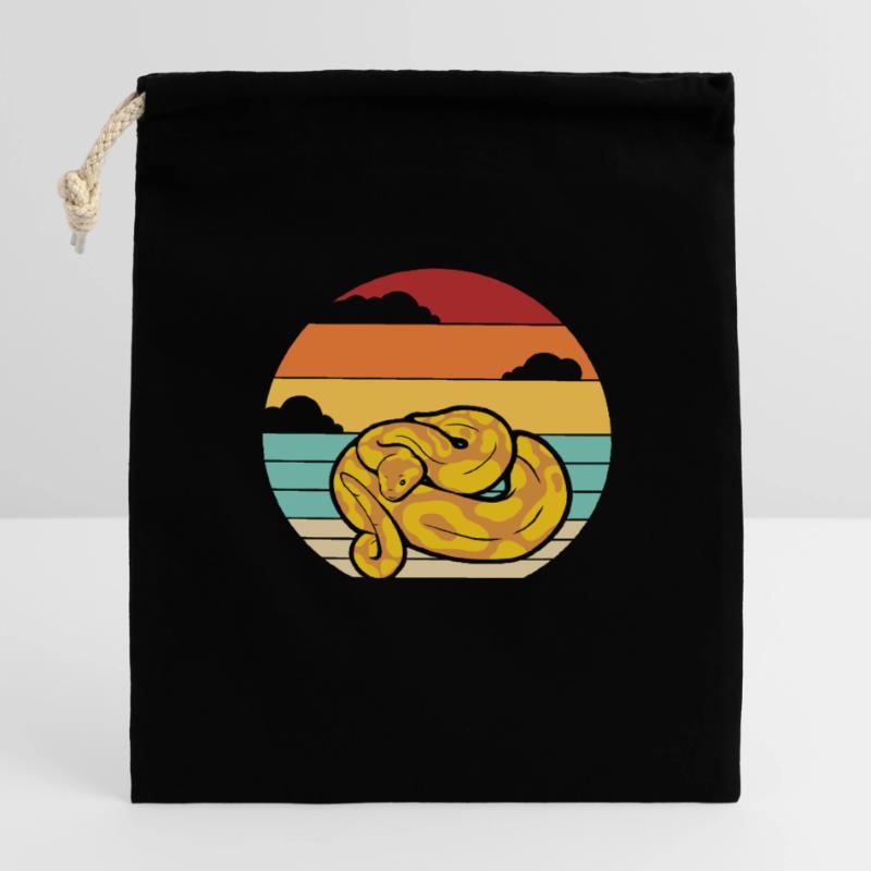 Retro Snake Scale Creepers Python Banana Closable cotton gift bag (14x20cm)