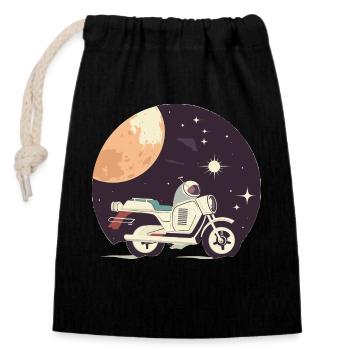 Ride motor bikes - Closable cotton gift bag (14x20cm) - black - Front
