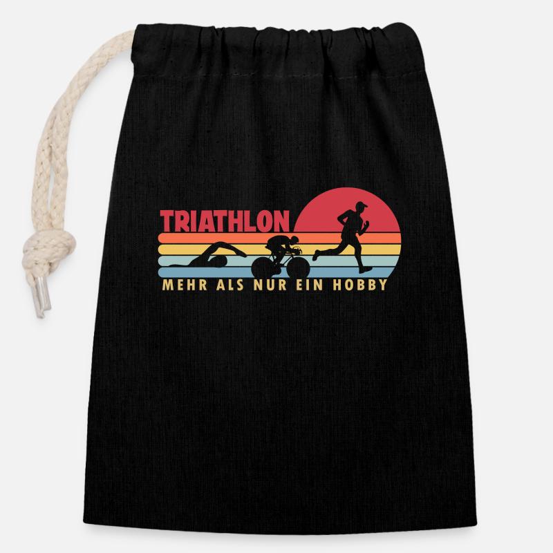 Le triathlon plus qu’un passe-temps Vélo de triathlon - Sac cadeau en coton avec cordon (14 x 20 cm) - noir