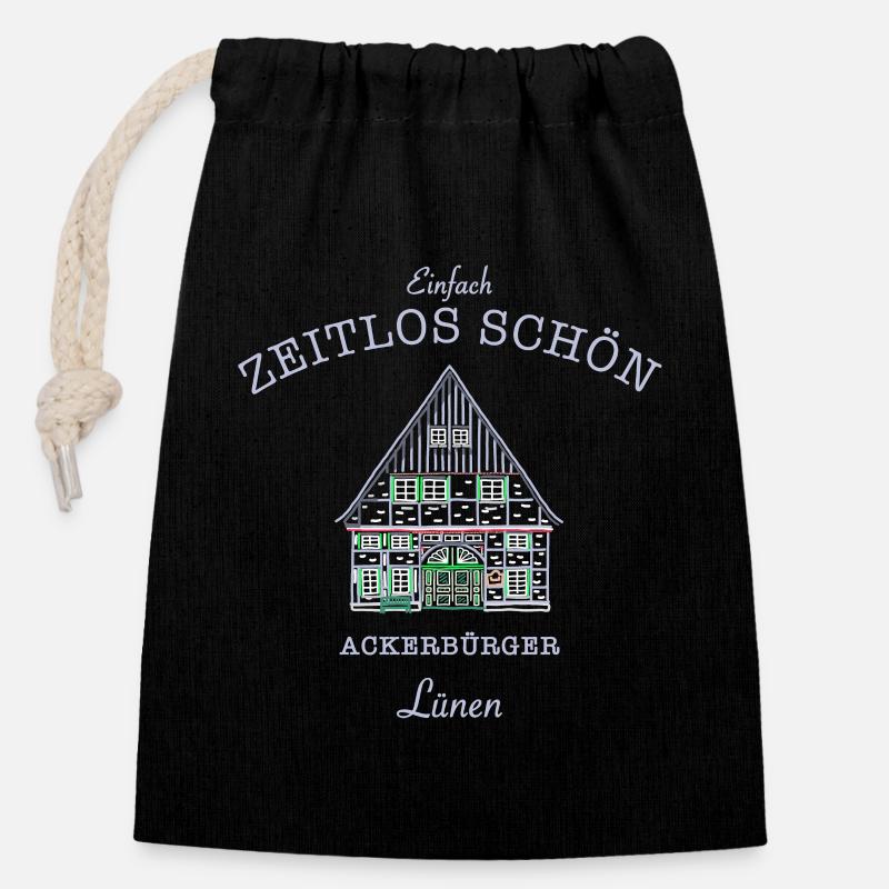 Lünen, kultiges Ackerbürgerhaus, Kreis Unna - Verschließbarer Geschenkbeutel aus Baumwolle (14x20cm) - Schwarz