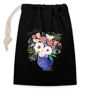 Bouquet for you - Closable cotton gift bag (14x20cm) - black - Front