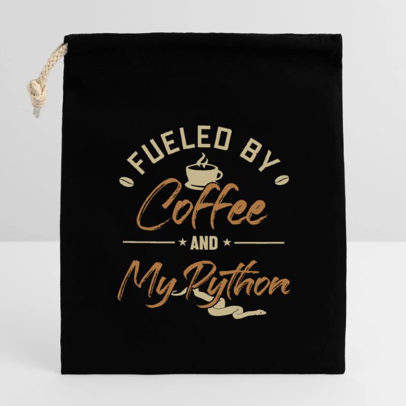 Alimenté par le café et mon Python Python Banana Ball Sac cadeau en coton avec cordon (14 x 20 cm)