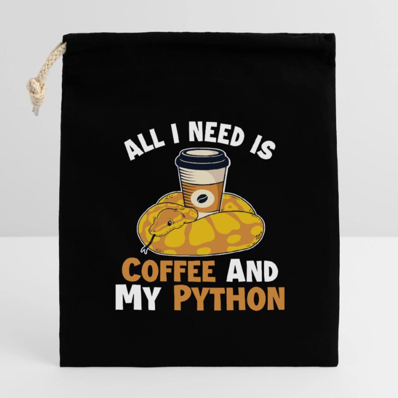 Café et Python Python Snake Banana Ball Sac cadeau en coton avec cordon (14 x 20 cm)