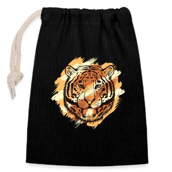 Königstiger Wildkatze Raubkatze Sibirischer Tiger - Verschließbarer Geschenkbeutel aus Baumwolle (14x20cm) - Schwarz - Vorne