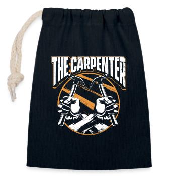 Le charpentier charpentier mécanicien bois charpentier - Sac cadeau en coton avec cordon (14 x 20 cm) - bleu marine - Devant