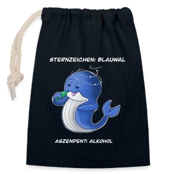 Sternzeichen Blauwal Aszendent Alkohol Wal - Verschließbarer Geschenkbeutel aus Baumwolle (14x20cm) - Navy - Vorne