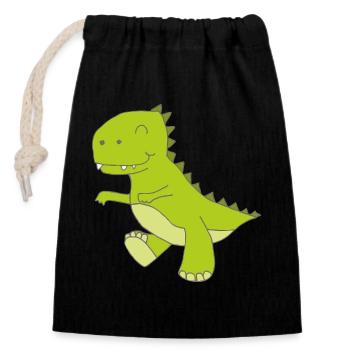 Dino small - Closable cotton gift bag (14x20cm) - black - Front