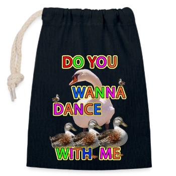 Danse du canard - Sac cadeau en coton avec cordon (14 x 20 cm) - bleu marine - Devant