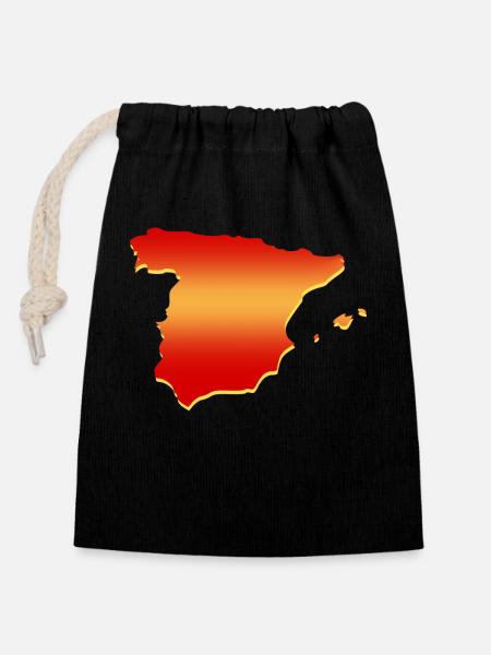 Spanien - Verschließbarer Geschenkbeutel aus Baumwolle (14x20cm) - Schwarz