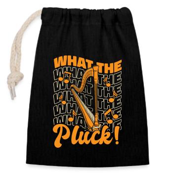 What The Pluck Harp Concert Harp Harp Music - Sac cadeau en coton avec cordon (14 x 20 cm) - noir - Devant