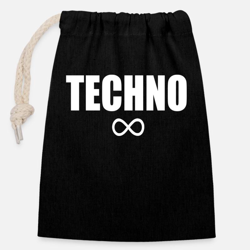 Techno Unendlichkeit - Verschließbarer Geschenkbeutel aus Baumwolle (14x20cm) - Schwarz