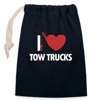 I love Tow Trucks Abschleppdienst Abschlepper - Verschließbarer Geschenkbeutel aus Baumwolle (14x20cm) - Navy - Vorne
