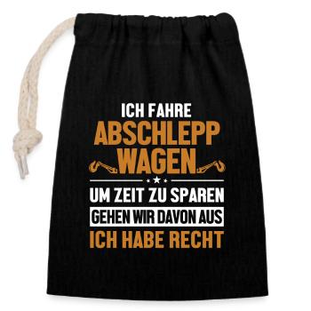 Abschleppwagen hat immer Recht Abschlepper - Verschließbarer Geschenkbeutel aus Baumwolle (14x20cm) - Schwarz - Vorne