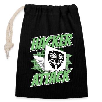 Hacker Attack Social Engineering Phishing Sniffer - Verschließbarer Geschenkbeutel aus Baumwolle (14x20cm) - Schwarz - Vorne