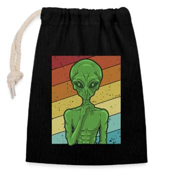 Ufo Conspiracy Extraterrestrial - Closable cotton gift bag (14x20cm) - black - Front