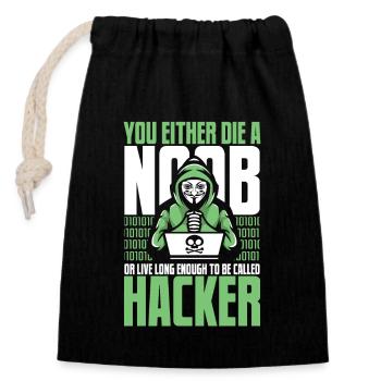 Live Long Enough To Be Called Hacker Sniffer - Verschließbarer Geschenkbeutel aus Baumwolle (14x20cm) - Schwarz - Vorne