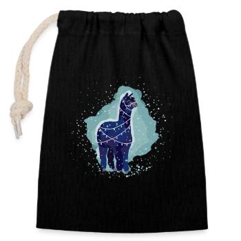 Huacaya Lama Pako Alpaga Éleveur Alpaga - Sac cadeau en coton avec cordon (14 x 20 cm) - noir - Devant