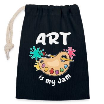 Art Is My Jam - Closable cotton gift bag (14x20cm) - navy - Front