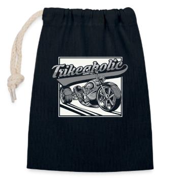 Trikeaholic Threewheeler Trikebike Dreirad - Verschließbarer Geschenkbeutel aus Baumwolle (14x20cm) - Navy - Vorne